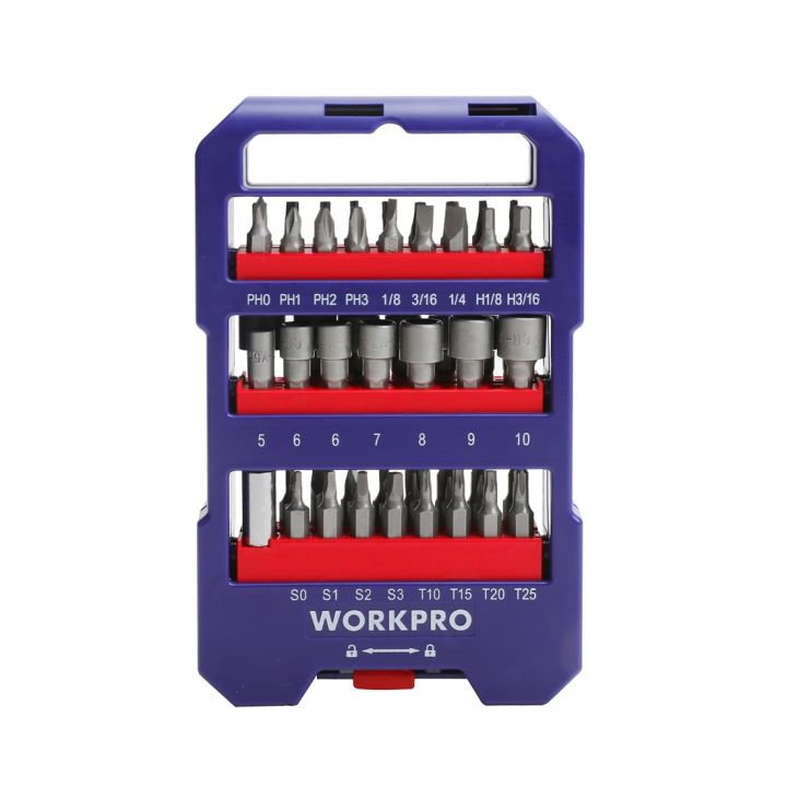 workpro-กล่องดอกสว่านเปิดอัตโนมัติ51ชิ้นชุดข้อต่อไขควง51ชิ้นพร้อมหัวเจาะ-ฟิลลิป-ทอร์ค-เฮกซ์บิทและประแจขันน็อต