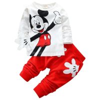 【CC】 Baby Boys Minnie Cartoon Clothing Sets Children Cotton Sleeve T-shirt Pants Suits Infant Kids