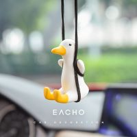 Cute Anime Car Interior Decoration Gypsum Swing Duck Auto Rearview Mirror Pendant For Kawai Car Decoration Accessories