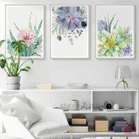 ✳▽✴ Nordic โปสเตอร์ Succulent Plant ใบแคคตัสดอกไม้ Wall Art พิมพ์โปสเตอร์ภาพวาดผ้าใบภาพผนังห้องนั่งเล่น Unframed