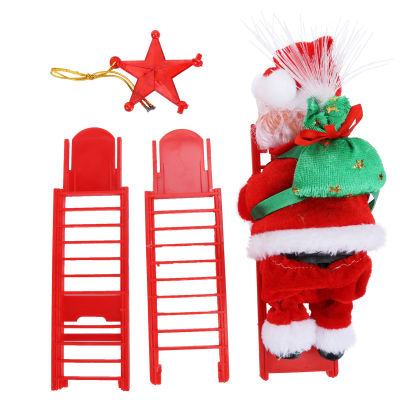 [wondering] คริสต์มาสไฟฟ้าซานตาคลอสปีนบันไดคริสต์มาสของเล่นเครื่องประดับหน้าแรกตกแต่งของขวัญเด็ก