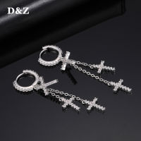 D&amp;Z New Cross Dangle Drop Earrings Micro Paved AAA+ Cubic Zirconia Stones Male Female Jewelry Gold Silver Color 2021 Jewelry