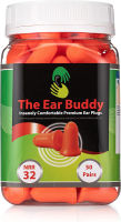 The Ear Buddy Premium Soft Foam Ear Plugs, Noise Cancelling Earplugs for Sleeping, Hearing Protection for Concerts, Work, Shooting &amp; Travel, Noise Reduction Rating 32 Decibels, 50 Pairs