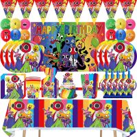 【JIU YU】◈  Amigos Birthday Party Decoração Louça Descartável Copo De Papel Prato Toalha De Mesa Crianças Meninos Suprimentos Do Chuveiro Do Bebê Arco-íris