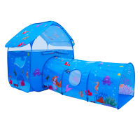 #15 2020 Top selling Kids Tunnel Tent for Boys &amp; Girls Indoor Outdoor Play Tent With Underwater Ocean Animals Children Crawling