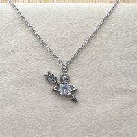 VIVIENNE WESTWOOD High Version Silver Cupids Arrow Piercing Four Claw Zircon Saturn Necklace-B8335