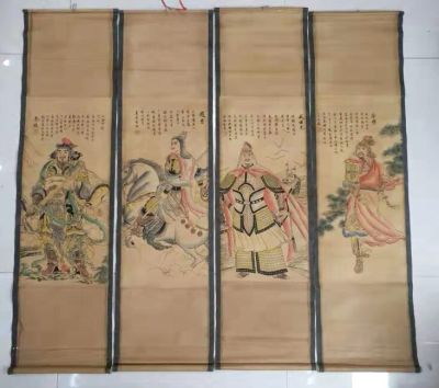 แผนภาพการตกแต่งคอลเลกชันจีนที่สวยงาม-สี่ฮีโร่ต่อสู้ที่มีชื่อเสียงของจีนโบราณ