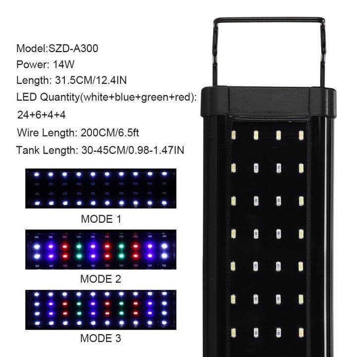 หลอดไฟอควาเรียมแอลอีดีบางเฉียบไฟปลูกต้นไม้ตู้ปลากันน้ำคลิปโคมไฟ-rgb-led-31-120cm-สำหรับตู้ปลา