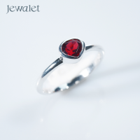 JEWALET GARNET LOTUS SILVER FANCY RING แหวนเงินแท้ การ์เนต ดอกบัวแฟนซี 6 มม.