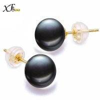 Pure 18K Gold Pearl Earrings For Women 9-10mm Natural Freshwater Pearls 3 Colors Stud Earrings Fine Wedding Accessories