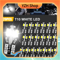 YZH Shop แผนที่โดมภายในหลอดไฟ Led ไฟรถยนต์ T10 20ชิ้นหลอดไฟป้ายทะเบียนรถ168 158 194 2825 6000K ความสว่างสูง