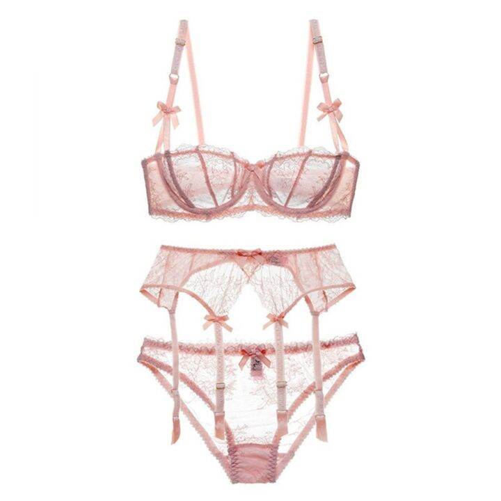 dropshipping-varsbaby-pink-ชุดชั้ั้นใน-ผ้าลูกไม้-สีโปร่งใส-เซ็กซี่-สำหรับสตรี-sexy-lace-ultra-thin-transparent-lingerie-garter-v307