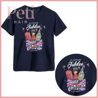 PETIHAIR เสื้อยืดพิมพ์ลายดิจิทัลแบบลำลองสำหรับ3D เสื้อยืดเสื้อยืดแขนสั้นธง Jubilee Queen Elizabeth Union Queen ใส่ได้ทั้งยูเนี่ยนแจ็คและหญิงเสื้อยืดคอกลม