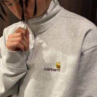 Carhartt Wip Kaha Tra เสื้อสเวตเตอร์เสื้อสวมหัวกำมะหยี่ขาตั้งโซ่,เสื้อสเวตเตอร์ลำลองทรงหลวมใหม่ผู้ชายแจ็คเก็ตทรงหลวมฤดูหนาว