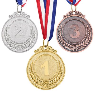 【CW】▼﹍  3PCS Metal Award Medals with Neck Gold for Academics or Competition Diameter