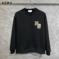 ASRV เสื้อสเวตเตอร์ตุ๊กตาผู้ชายหนุ่มหล่อแพทช์แฟชั่นคอกลมแขนยาวด้านบนนุ่มสบาย