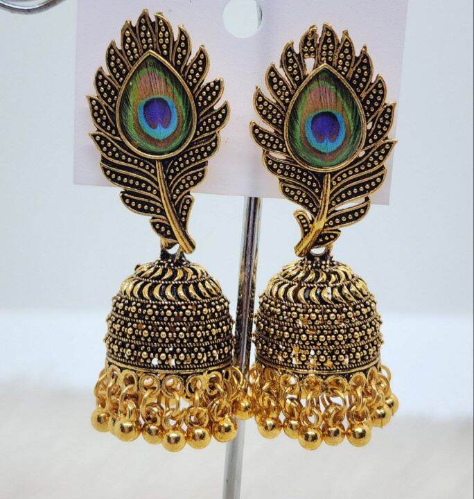 Peacock design hot sale jhumka earring