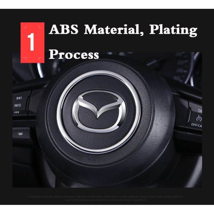 ABS Steering Wheel Emblem Overlay For Mazda 3, Atenza, Axela, CX4, CX5, CX9, CX7, MX3, MX5
