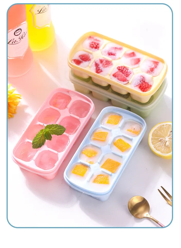Kitchen ice tray with lid DIY silicone ice cube mold baby food supplement  box chocolate-mould leak-proof kitchen gadgets