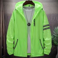 HOT11★ฤดูร้อน Men Ultra Light UV ป้องกันดวงอาทิตย์ขนาดใหญ่ Windbreaker เสื้อแจ็คเก็ตผู้ชายลาย Cal Outwear 8XL 9XL