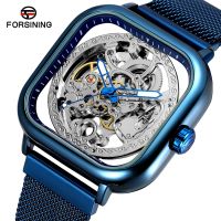 ZZOOI Fashion Forsining Top Men Mechanical Watches Automatic Self-wind Golden Transparent Mesh Steel Wristwatch For Man Male Hot Hour