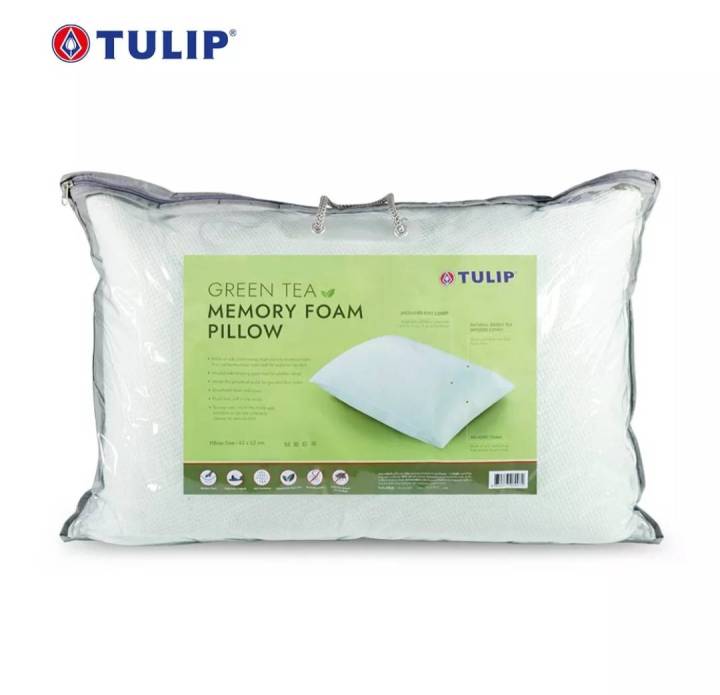 tulip-หมอนหนุน-green-tea-memory-foam-หมอนหนุนอบกลิ่นชาเขียวธรรมชาติ-ช่วยดูดซับกลิ่น-ทำให้ผ่อนคลาย-ทำให้จิตใจสงบ