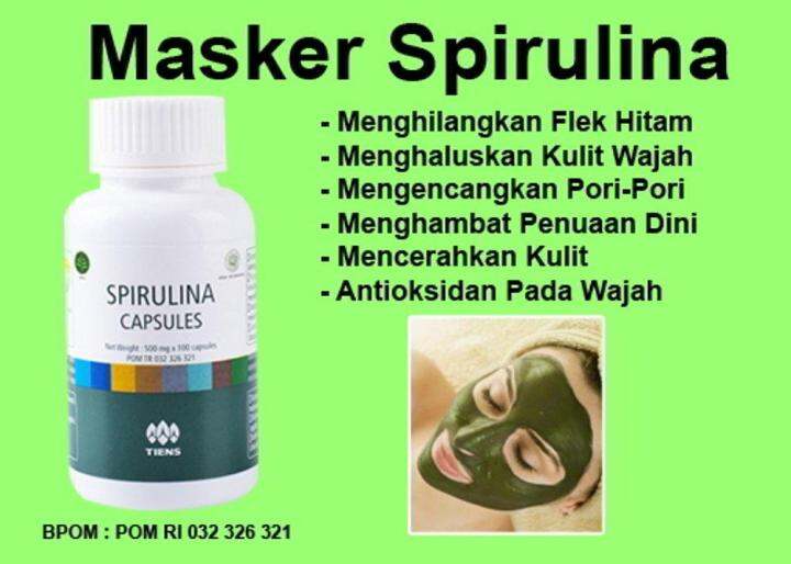 Masker Spirulina Herbal Original Paket 20 Kapsul + Kuas Cantik 1