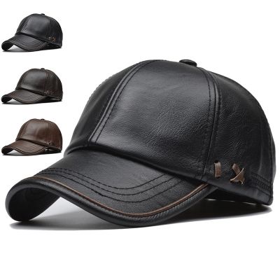 No Brand Fashion High Quality PU Leather Baseball Cap Winter Hats Men Snapback Hat Women Warm and Windproof Caps Hip Hop Cap Golf Hat Trucker Hat