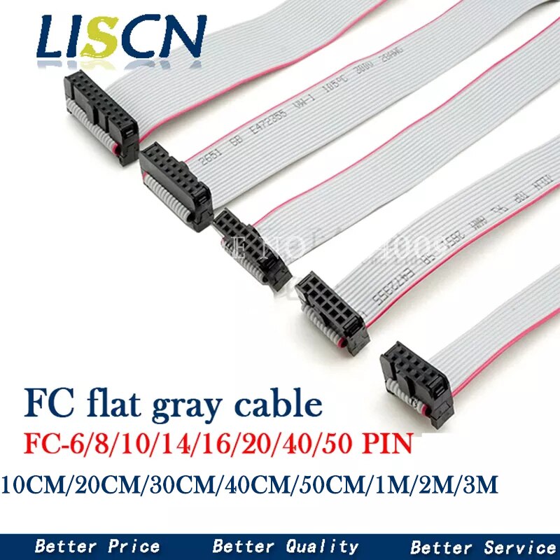 28AWG Gray Flat Ribbon Cable 1.0mm Pitch AWM2651 Connecter Wire 10/14/16/20-60P 