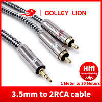 GOLLEY LION สายอะแดปเตอร์ออดิโอสำหรับผู้ชาย,สายเคเบิลแยก RCA Y ยืดหยุ่นได้เสียง Hi-Fi RCA 3.5มม. ถึง2RCA ใช้ร่วมกับสมาร์ทโฟนลำโพงแท็บเล็ต HDTV MP3