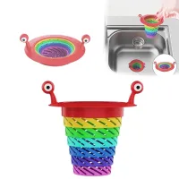 Rainbow Color Monster Kitchen Sink Strainer Foldable Sink Drain Basket Food Catcher Kitchen Tools New Creative Fun Cute Filter Colanders Food Strainer