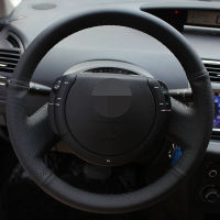 DIY Black Wearable Faux Leather Car Accessories Steering Wheel Cover For Citroen C4 2005 2006 2007 2008 2009 2010