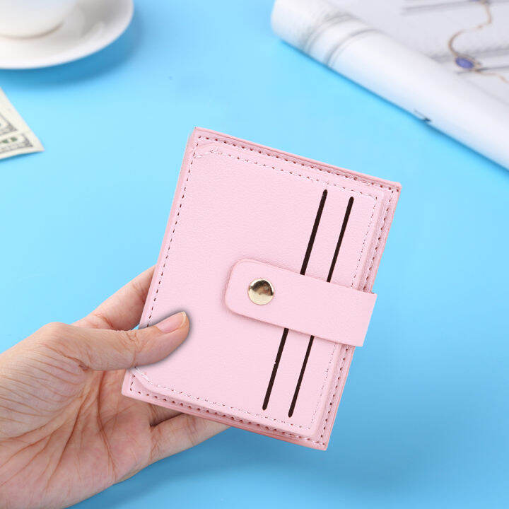 กระเป๋าใส่บัตรผู้หญิงกระเป๋าสตางค์-simple-pu-leather-case-multi-slots-small-female-solid-coin-purse-card-holder