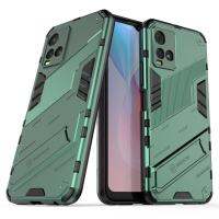 Case สำหรับ Vivo Y21T ปลอกเกราะฮาร์ดยืน PC + TPU ซิลิโคน Vivo Y21 T VivoY21T ปกยืน H Older