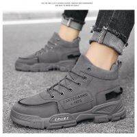 Winter Black Thick Base Cloth Mid-Top Boots Men Fall Trend Boots Hight-Top Korean Casual Mens Shoes Boots U2LG