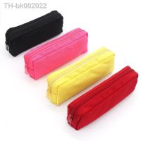 ○ Concise Solid Color Black Pencil Case Zipper Big Pencil Box Cosmetic Bag School Stationery Supplies