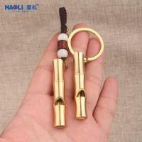 hot seller brass bamboo whistle car keychain portable outdoor pendant ring