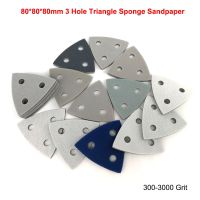 80x80x80mm 3 Hole Hook Loop Triangle Sponge Sandpaper 300-3000 Grit Wet Dry Grinding Machine Flocking Sanding Paper