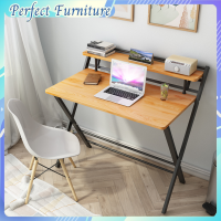 ?Perfect Furniture? โต๊ะทำงาน พร้อมชั้นวางของ ไม่ต้องประกอบ โต๊ะคอมพิวเตอร์ โต๊ะพับ มีกระดานแยกชั้น โต๊ะคอม Computer Desk Office Table ?พร้อมส่ง?