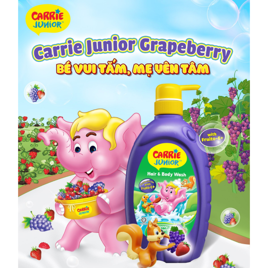 Combo sữa tắm gội cho bé carrie junior hương grapeberry 700g + 280g - ảnh sản phẩm 5