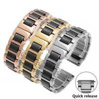 （Bar watchband）สร้อยข้อมือสแตนเลสสายนาฬิกาข้อมือเซรามิก,กำไลข้อมือแฟชั่นสำหรับผู้ชายและผู้หญิง12 13 14 15 16 17 18 19 20 21 22มม. สายนาฬิกา