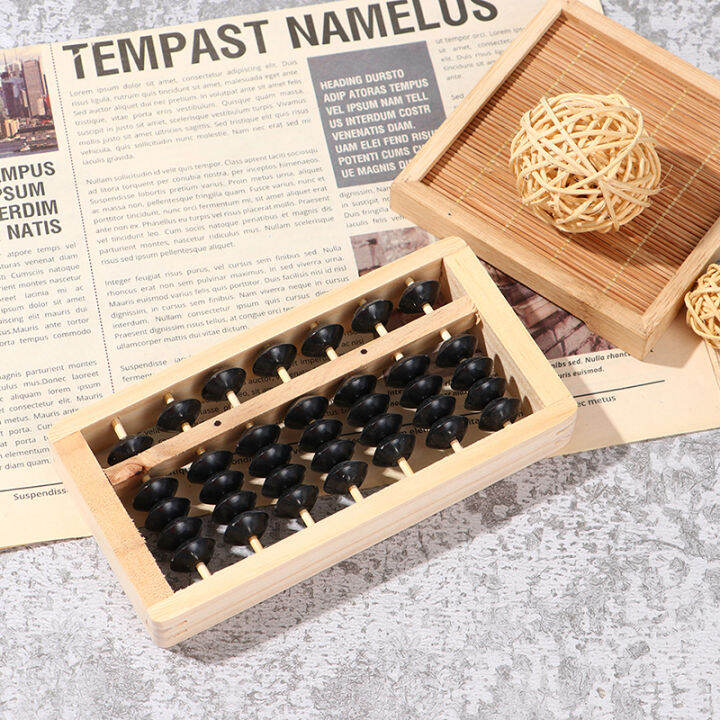 Senia 7 Rods Beads Abacus wood Soroban Column Math Aid Tool Ancient ...