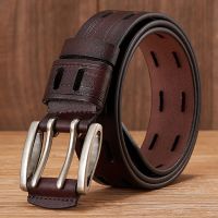 High Quality Genuine Leather Belts for Men Brand Strap Male Double Pin Buckle Fancy Vintage Jeans Belt Cowboy Cintos