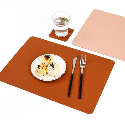 Inyahome Placemat จานรองแก้วชุดหนังสำหรับโต๊ะรับประทานอาหารบนโต๊ะอาหารแผ่นกันน้ำรถไฟเหาะฉนวนกันความร้อนลื่นตาราง Placemat