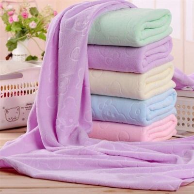 ☑ Solid Color Flannel Bath Blanket Soft Water Absorbent Microfiber Shower Towel Infant Kids Swaddle Sleeping Baby Blanket 70x140cm