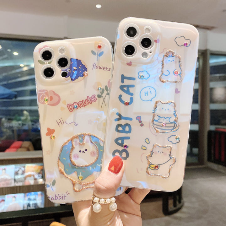 ready-2021-new-case-xiaomi-mi-11-lite-mi-10t-pro-5g-เคส-case-blu-ray-luxury-rhinestone-bling-glitter-cute-cartoon-cat-and-rabbit-soft-back-cover-เคสศัพท