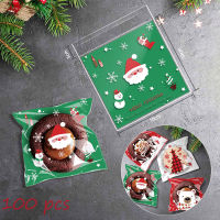 100ชิ้น/ล็อตคริสต์มาสคุกกี้ถุงขนมซานตาคลอสต้นไม้เกล็ดหิมะกาวตนเองของขวัญมินิถุงเก็บ