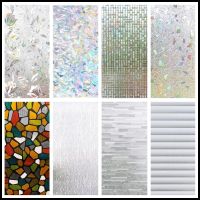 Window Privacy Film Rainbow Static Cling Stained Glass Film Non-Adhesive Vinyl Window Anti-UV Sun Blocker Heat Control Stickers