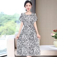 Elegant Dresses For Women 2023 New Casual Slim Summer Midi Dress Korean Style Short Sleeve Vintage Clothes High Quality