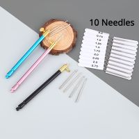 10 Needles Metal Pen Embroidery Cross Stitch Embroidery Tambour Hook Craft Kit Mothers Gifts French Crochet DIY Sewing Knitting Knitting  Crochet
